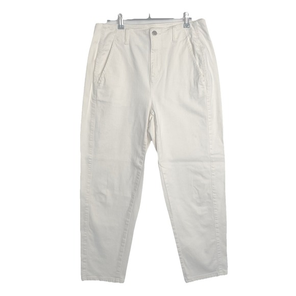 Eileen Fisher Womens 12 Ivory Organic Cotton tapered ankle pants Stretch - Picture 1 of 10